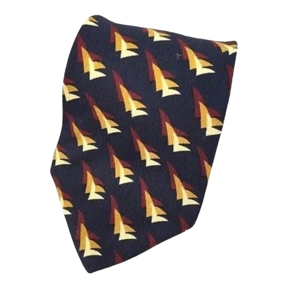 Nautica Necktie Classic Wide Tie Navy Multicolor Woven Geometric Business Formal